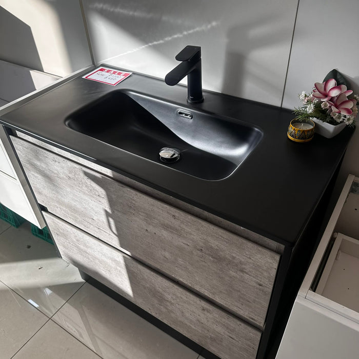 920mm Charcoal Wood Vanity with Black Under-mount