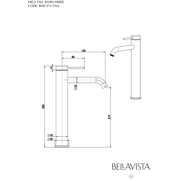 Mica Tall Basin Mixer | Chrome