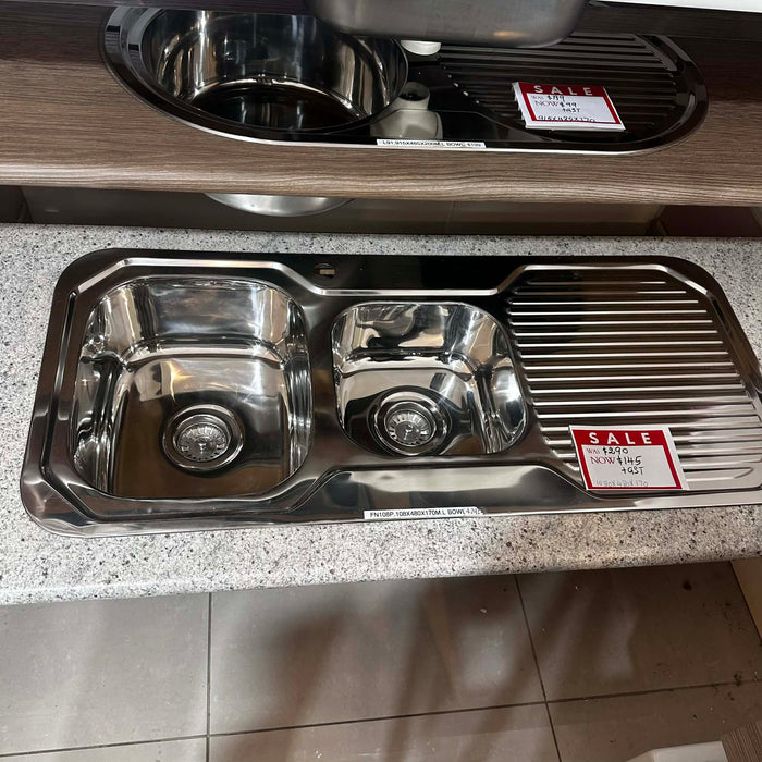 1080mm Chrome Double Sink
