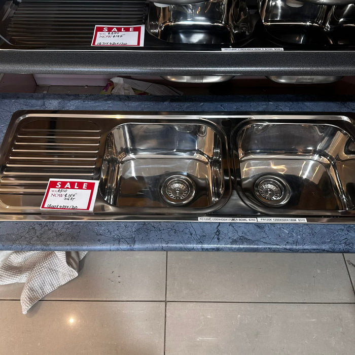 1200mm Chrome Double Sink