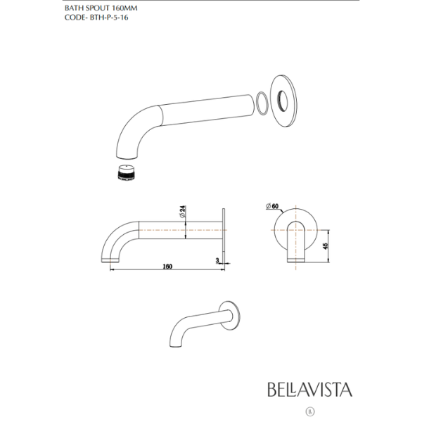 Mica Bath Spouts – 160/220/250mm | Chrome