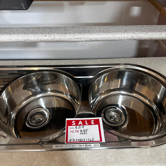 270mm Chrome Round Double Sink