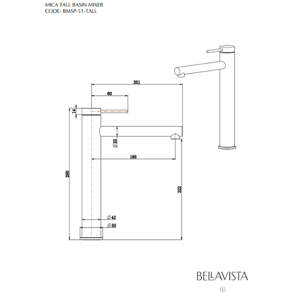 Mica Tall Basin Mixer | Chrome