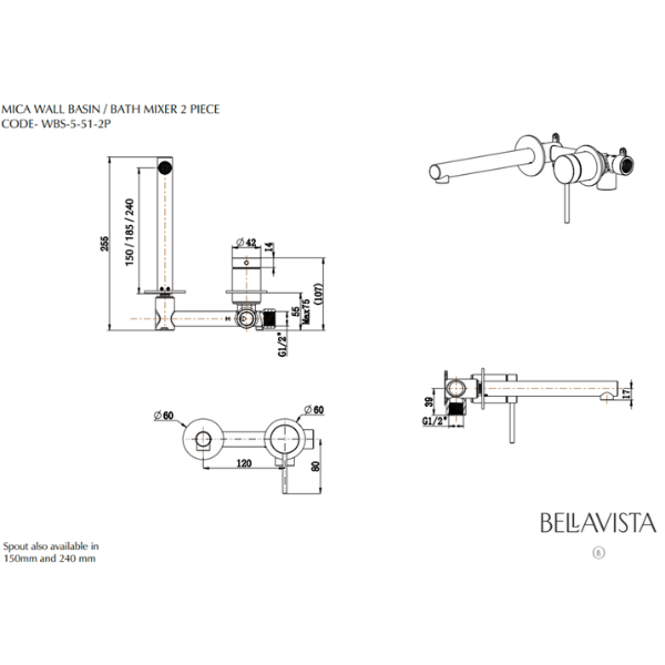 Mica Wall-Spout Combo | Chrome