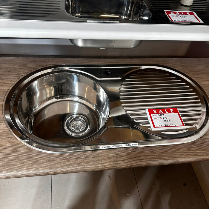 915mm Chrome Round Single Sink