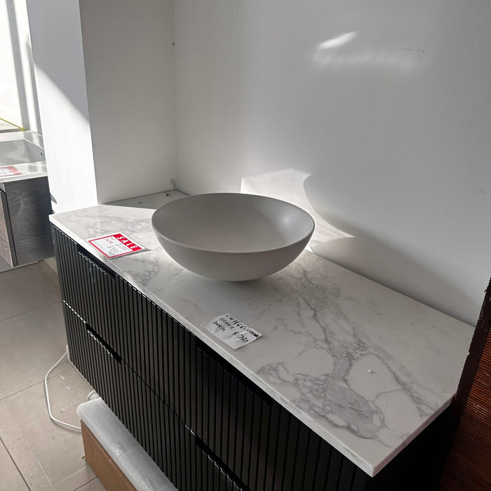 1200mm Black Fluted Vanity With Stone Top