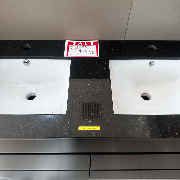 Black Double Vanity with Black Stone Under-mount