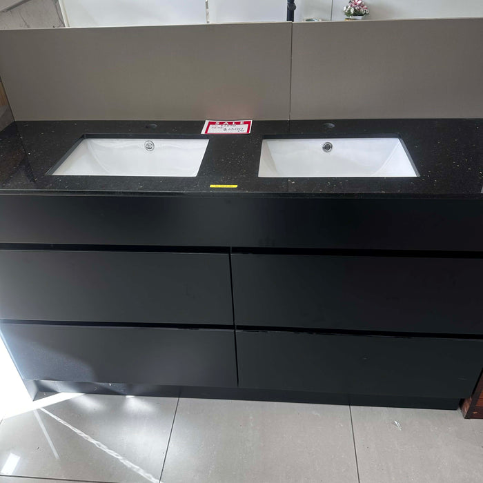 Black Double Vanity with Black Stone Under-mount