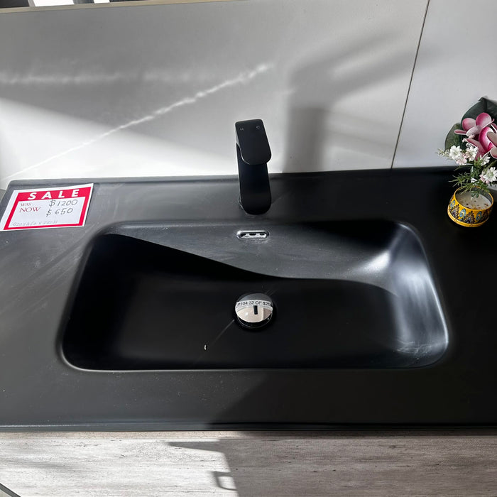 920mm Charcoal Wood Vanity with Black Under-mount