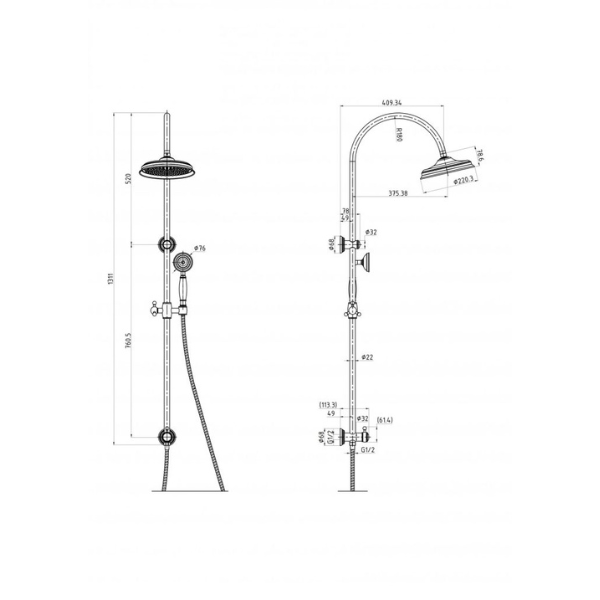 CLASICO DUAL SHOWER RAIL | BLACK