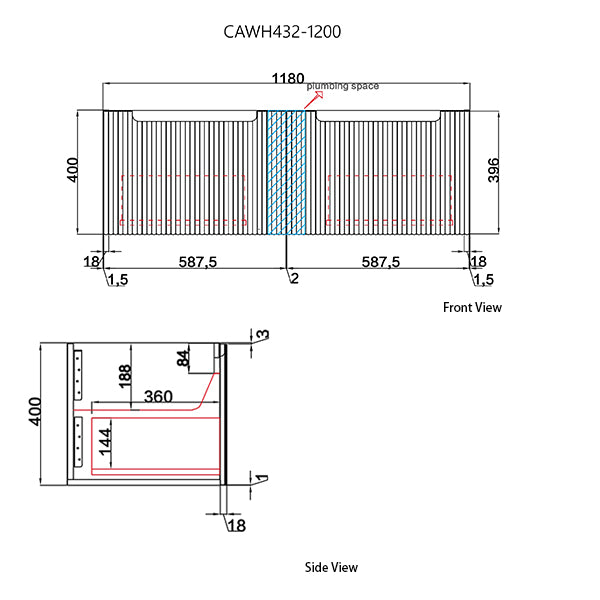 Perla Mark II Wall Hung 1200mm