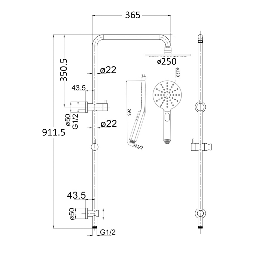 Mica Dual Shower Rail | Brushed Nickel