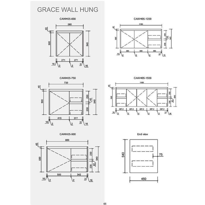 Grace Timber Look Wall Hung Vanity 1200mm Drawers On Right