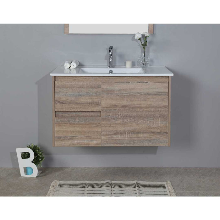 Grace Timber Look Wall Hung Vanity 1200mm Drawers On Right