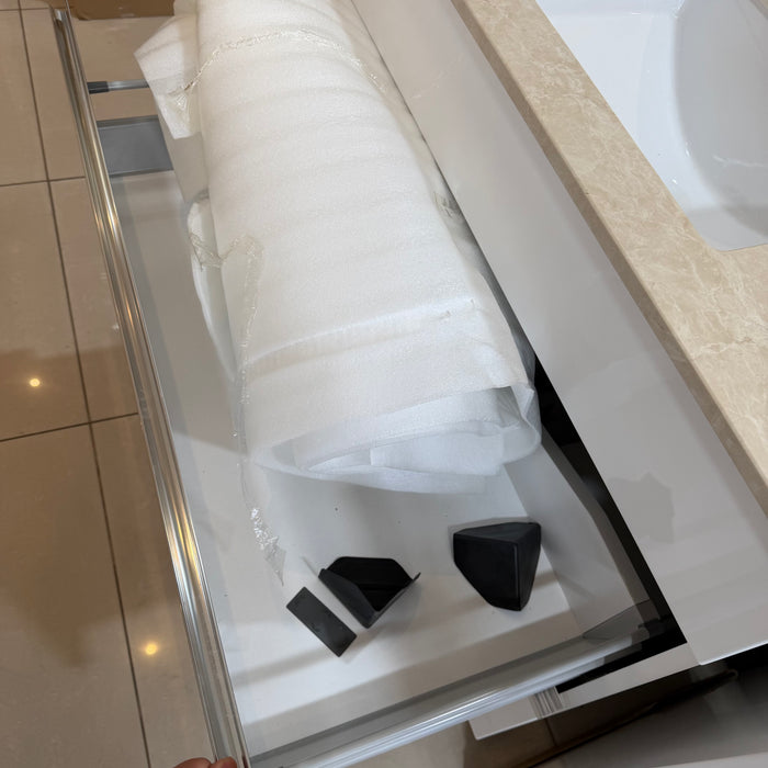 White Under-mount Vanity with Cream Stone Top