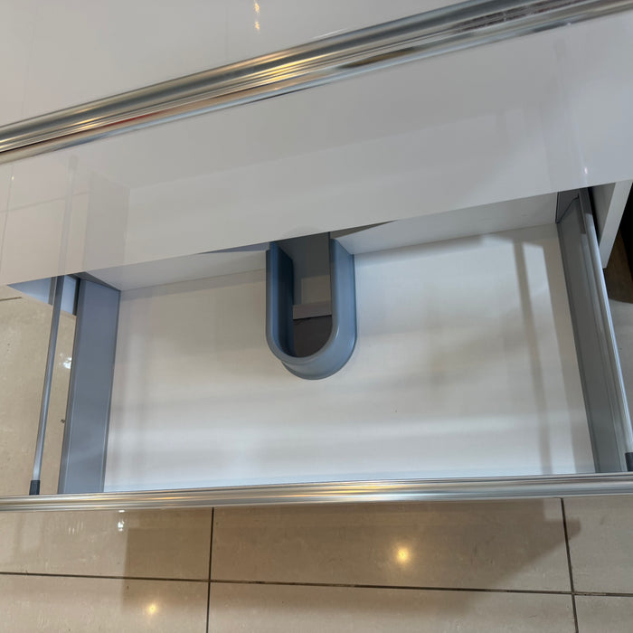 White Under-mount Vanity with Cream Stone Top
