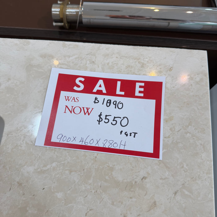 White Under-mount Vanity with Cream Stone Top