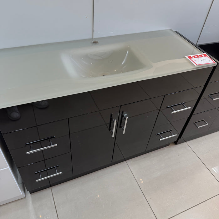 Black Vanity with Glass Top Under-mount