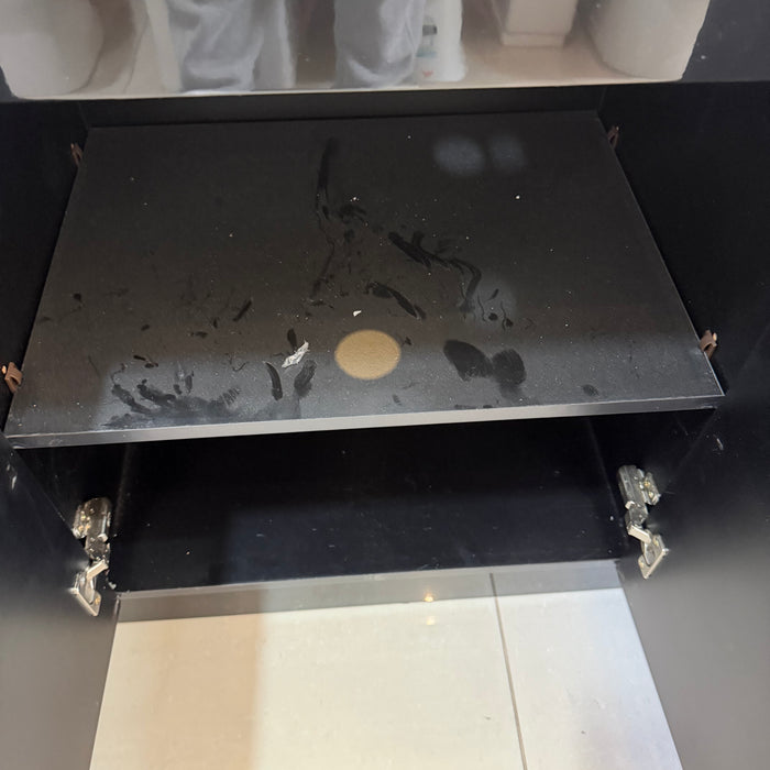 Black Vanity with Glass Top Under-mount