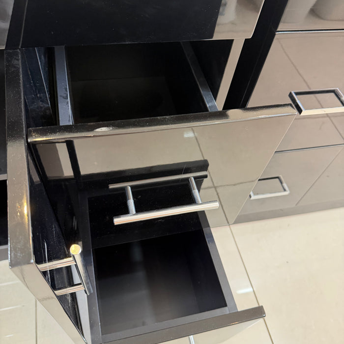 Black Vanity with Glass Top Under-mount