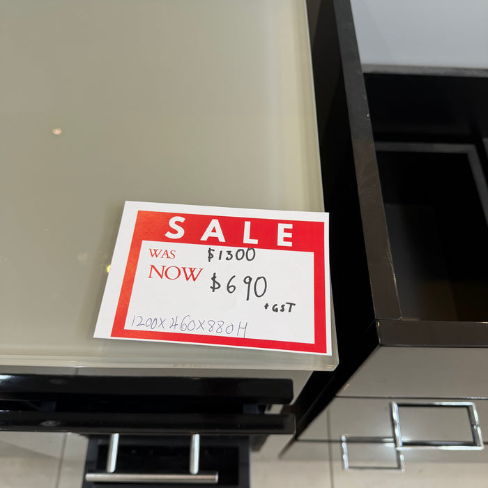 Black Vanity with Glass Top Under-mount