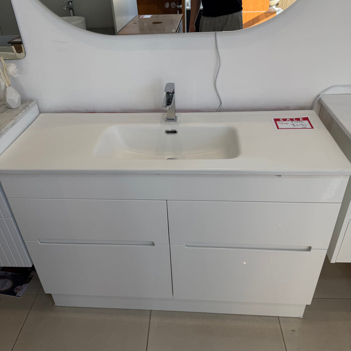 White Vanity with Ceramic Under-Mount Basin