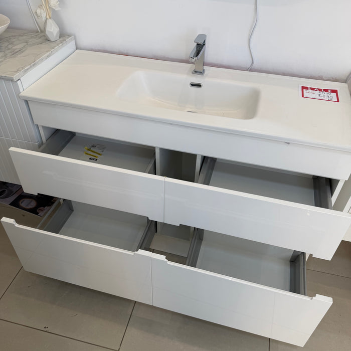 White Vanity with Ceramic Under-Mount Basin