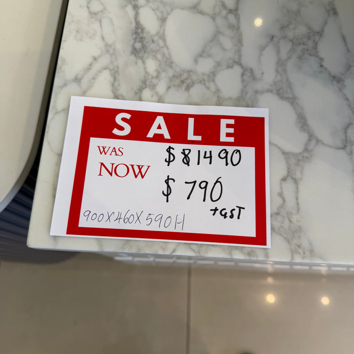White Textured Vanity with Stone Top and Ceramic Basin