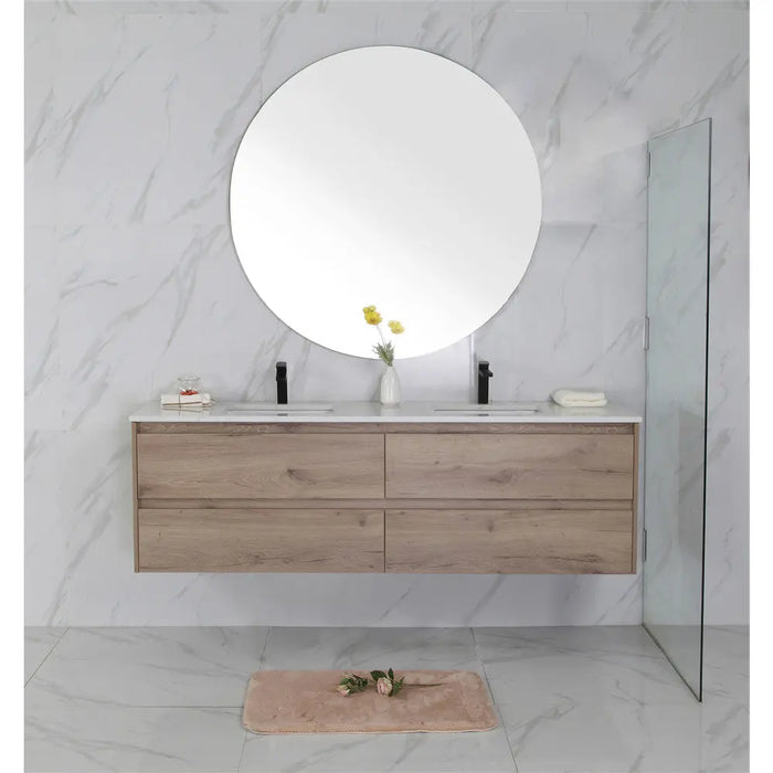 Max Timber Look Wall Hung Vanity 1500mm Double Bowls