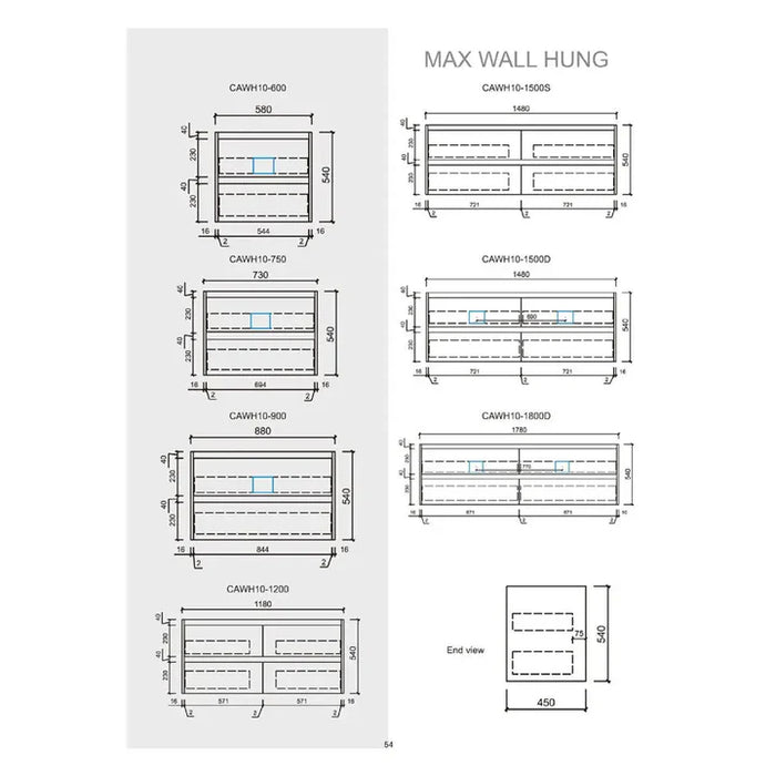 Max Timber Look Wall Hung Vanity 1500mm Single Bowls