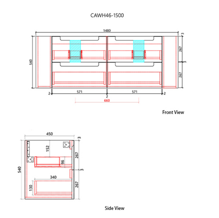 Curva Wall Hung Vanity 1500mm