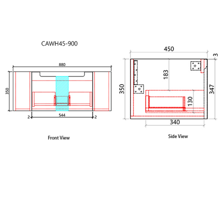 Savio Wall Hung Vanity 900mm