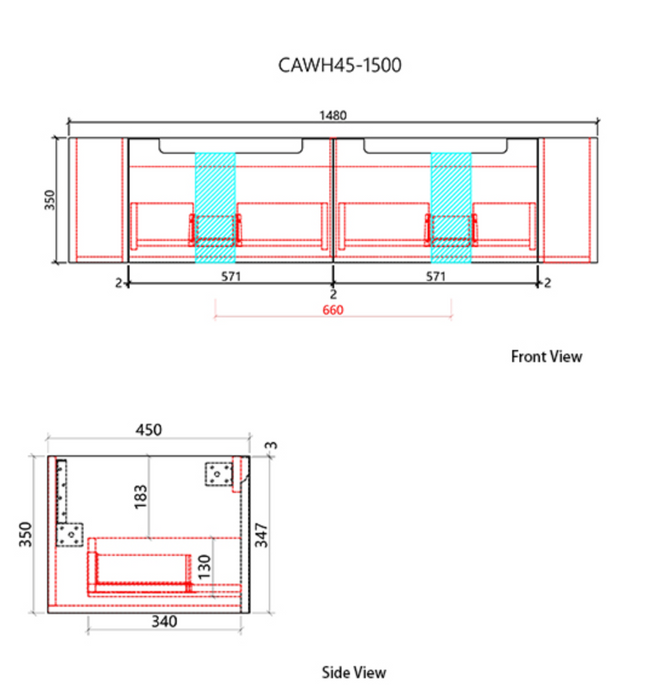 Savio Wall Hung Vanity 1500mm