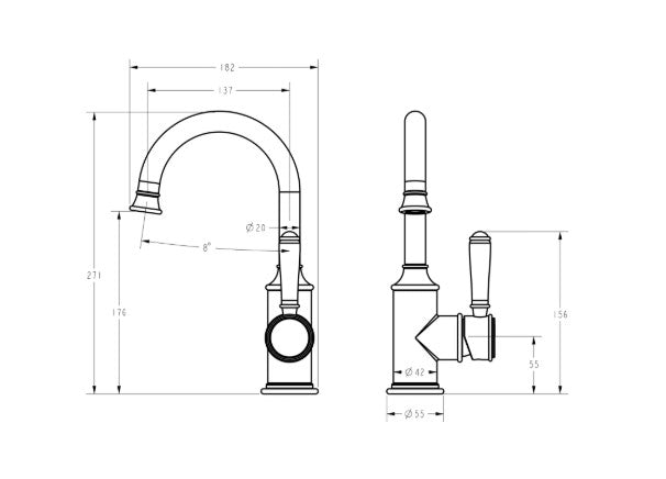 Bellavista Clasico Basin Mixer - Gooseneck