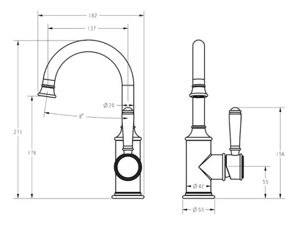 Bellavista Basin Mixer with Handle - Gooseneck