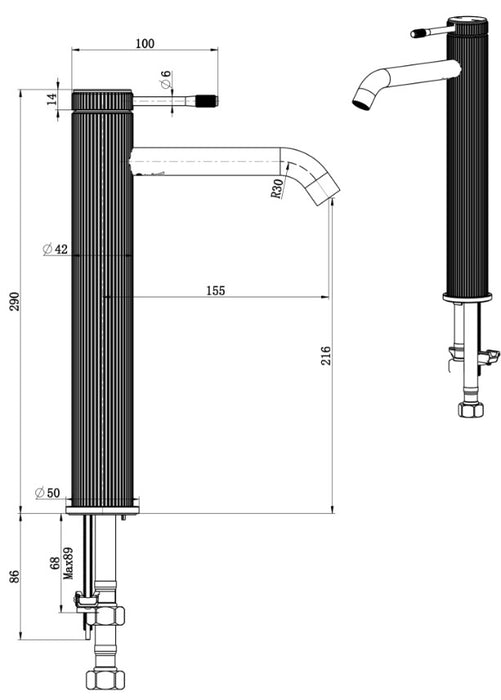 Fluted Tall Basin Mixer