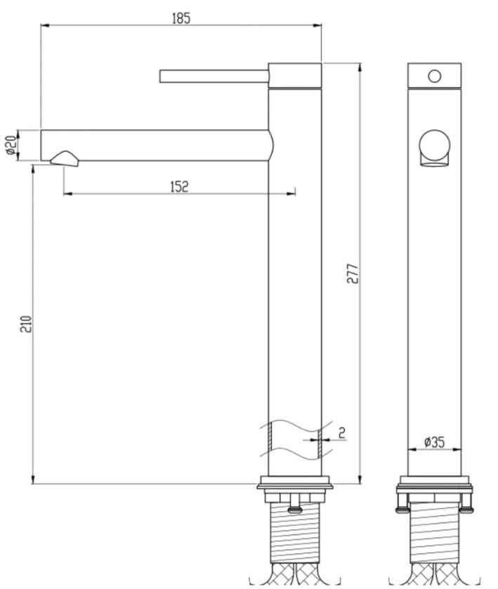 Mica Tall Basin Mixer - Straight Spout