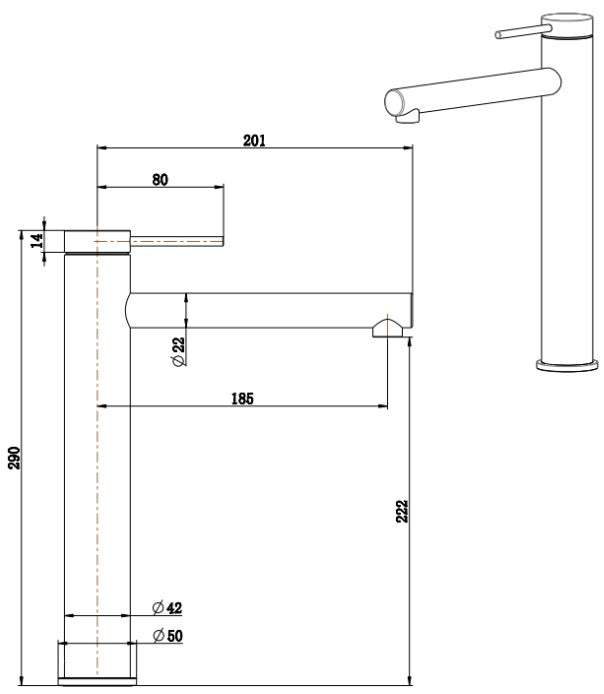 Mica Tall Basin Mixer - Straight