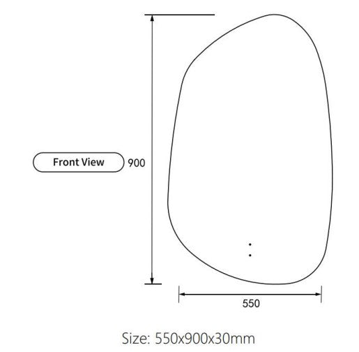 Tarcoola LED Irregular Vanity Mirror 550 X 900mm Frameless