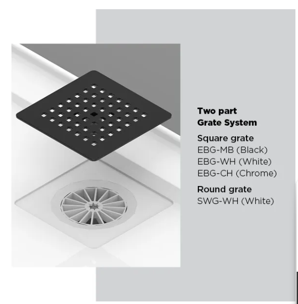 ECO Curved Corner Rear Outlet Shower Base 1000 x 1000mm