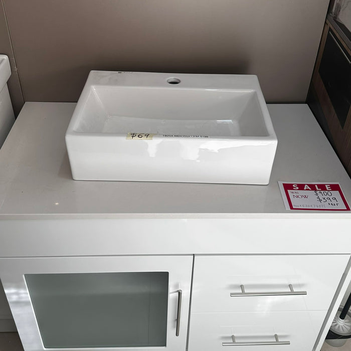 900mm White Vanity With Top Mount