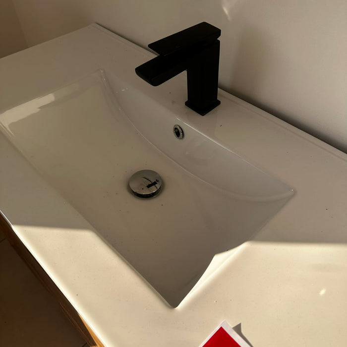 900mm Natural Oak Vanity With White Under-Mount