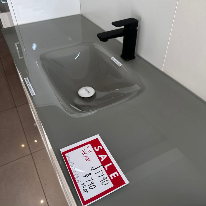 1200mm Cream White Vanity with Grey Glass Undermount