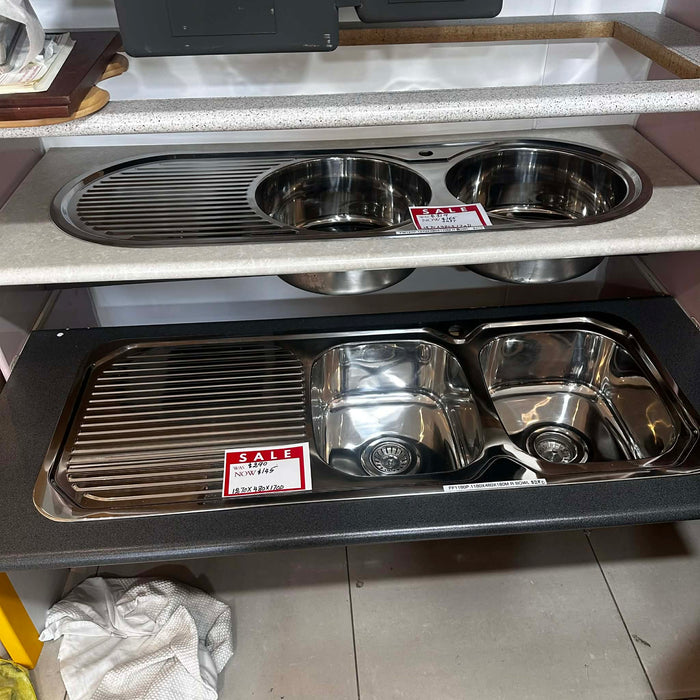 270mm Chrome Square Double Sink