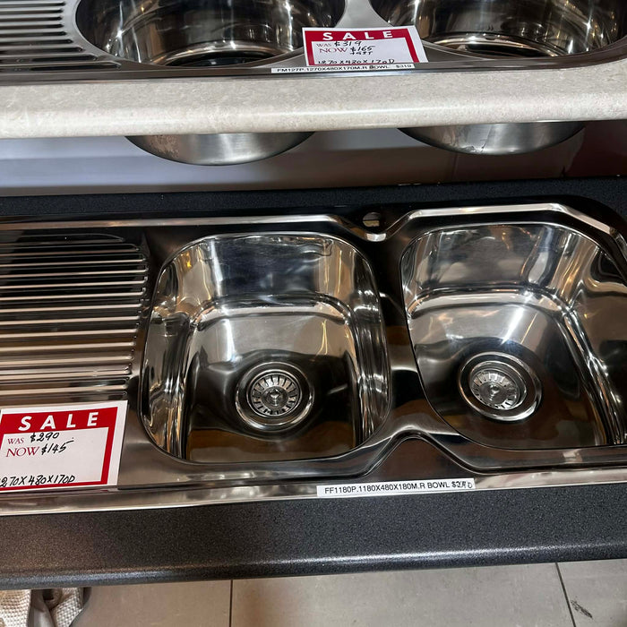 270mm Chrome Square Double Sink