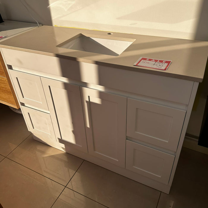 1200mm Cream White Vanity with Beige Under-Mount