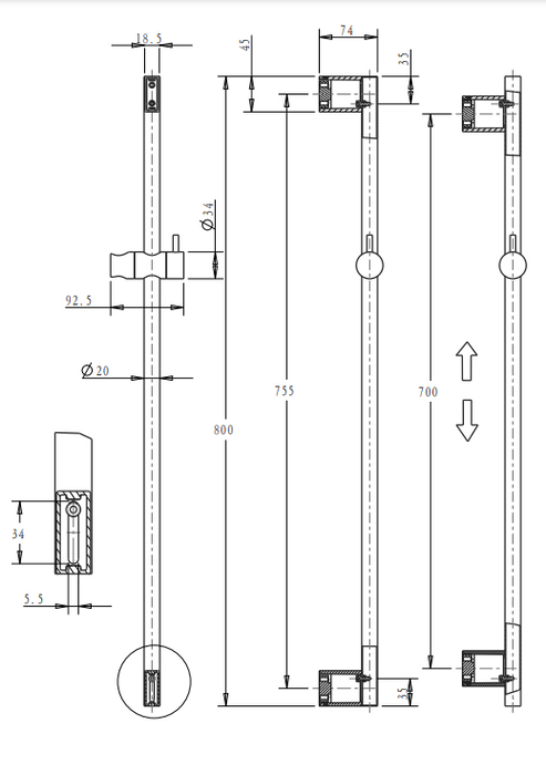 Mica Shower Rail | Brushed Nickel