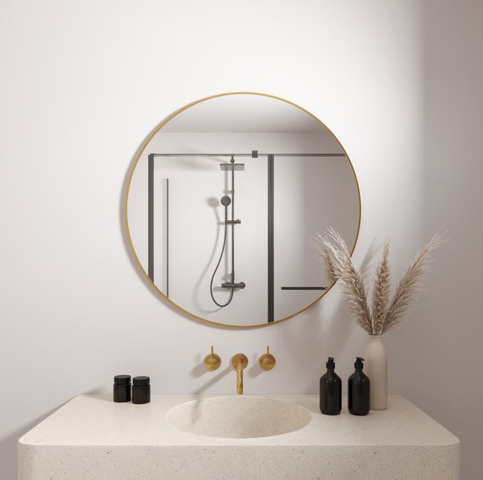 GOLD ROUND CIRCLE MIRROR | 1000mm