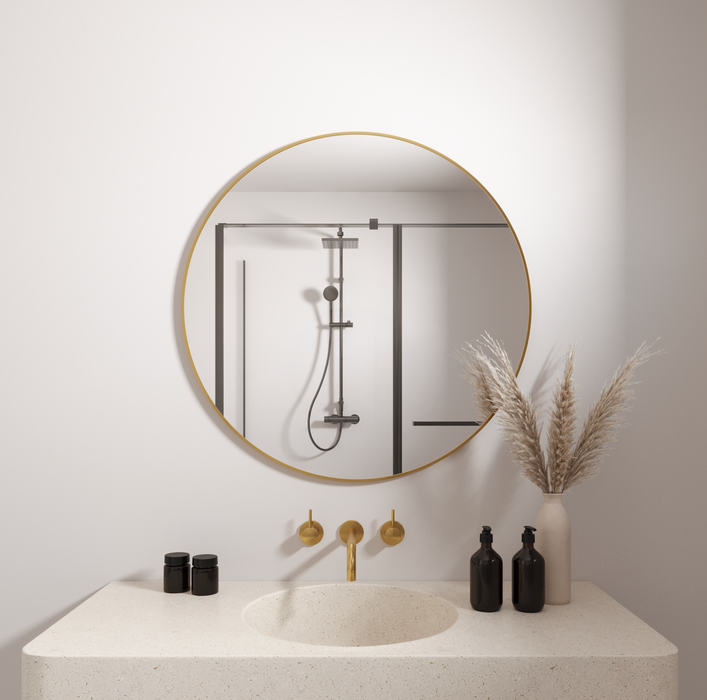 GOLD ROUND CIRCLE MIRROR | 1000mm