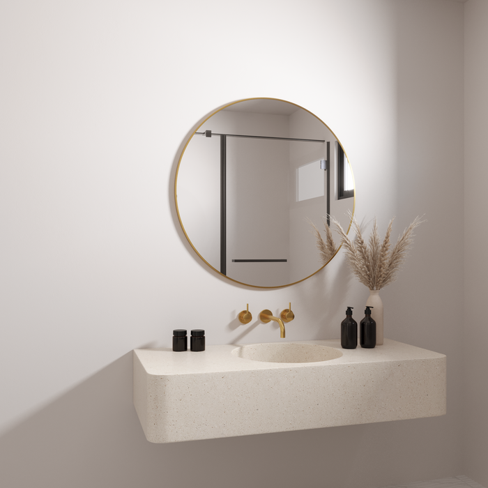 GOLD ROUND CIRCLE MIRROR | 1000mm